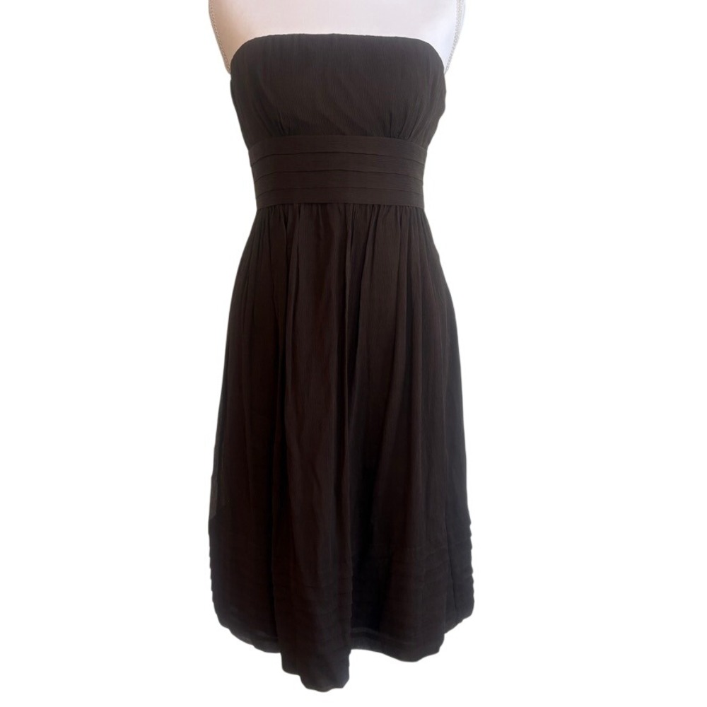 J Crew A-Line Silk Chiffon Dress 4P Brown Babydoll Minimalist Romantic Chic